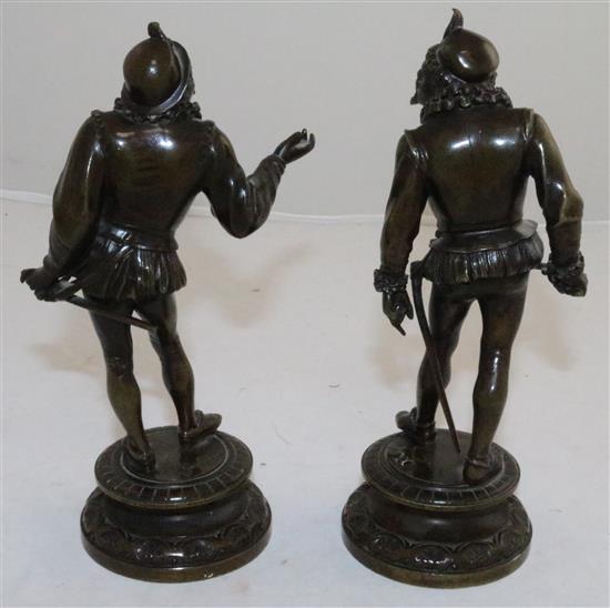 Emile Guillemin (1841-1907). A pair of bronze figures of 17th century duelists, 7.5in.